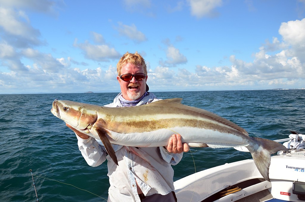 Graham Brake with an awesome cobia.  Fish like this love big plastics jigged well up from the bottom.   - The keys to quick jigging trips © Lee Brake